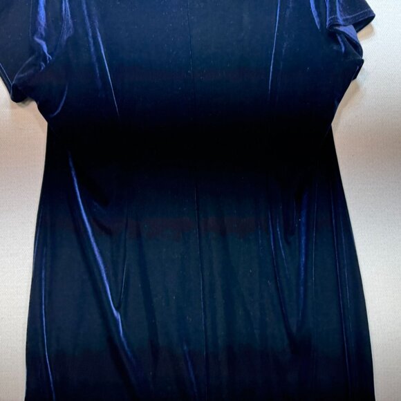 Changes By Together Womens Ruched Velvet Midi Dress Size 18 Midnight Blue Party - Picture 11 of 12